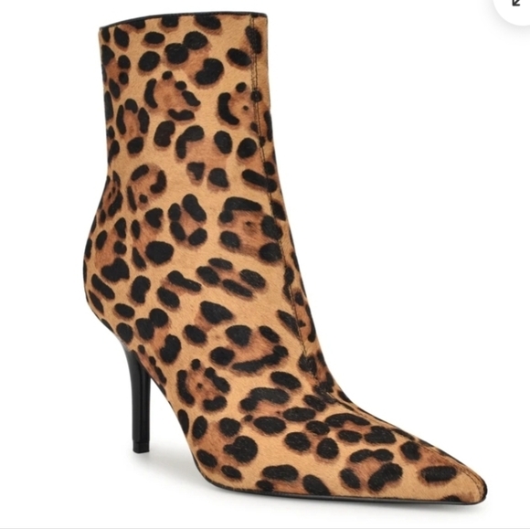 Nine West - Ohmy Leopard Print Pointy Toe Stiletto Ankle Booties – Size 7.5 - Picture 3 of 8
